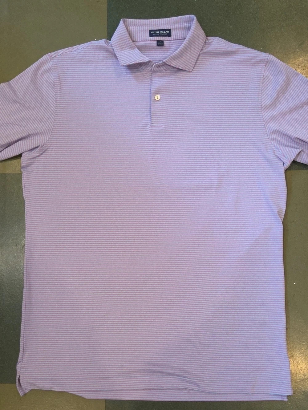 Peter Millar Crown Crafted Striped Performance Golf Polo Shirt Size L